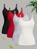 Solid Color 4 Packs Cami Tops Casual Sleeveless Spaghetti Strap Top,Women's Clothing