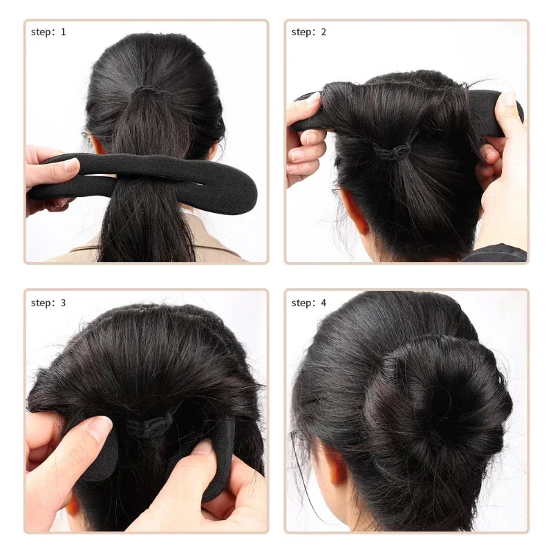 Esponja ferramenta de estilo de cabelo laço de plástico encaracolado fabricante de cabelo scrunchie bandana torção donut bun modelador hairbands ferramentas de penteado